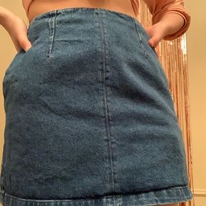 Moto Denim Skirt